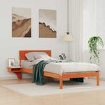 Casa si Gradina - Mobilier - Paturi si accesorii - Paturi - Cadru de pat cu mese laterale Maro ceruit 90 x 190 cm - Infinity.ro