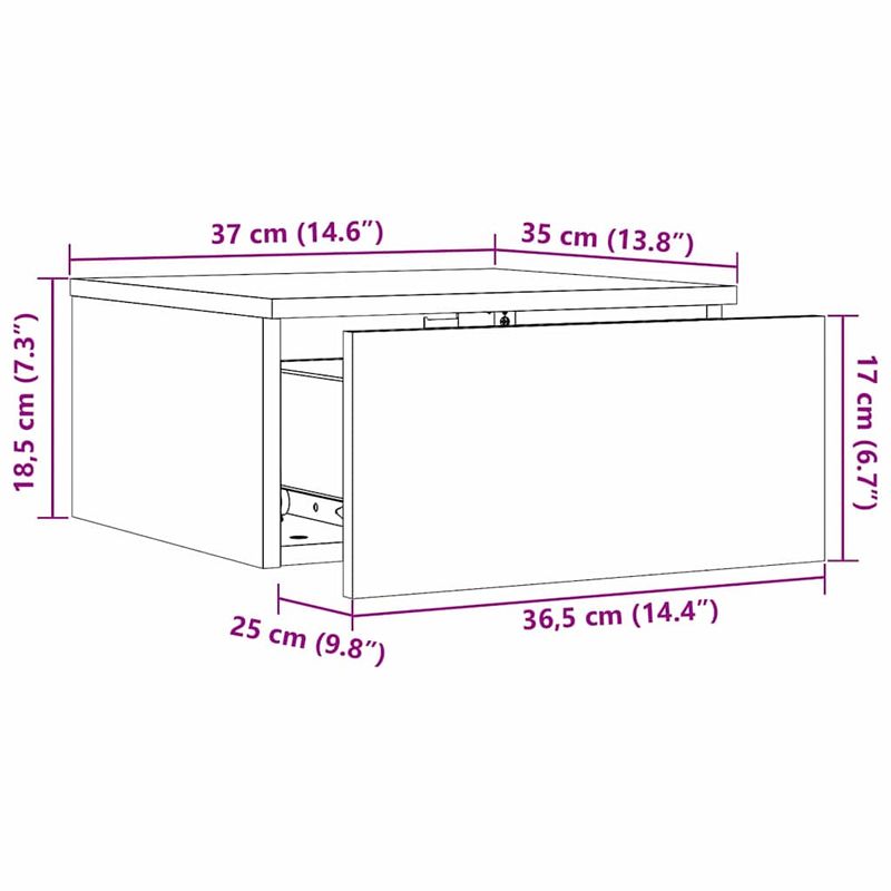 Casa si Gradina - Mobilier - Comode si corpuri - Noptiere - Noptiera Montata pe Perete cu sertar Pe perete Alb 37 x 35 x 18.5 cm - Infinity.ro