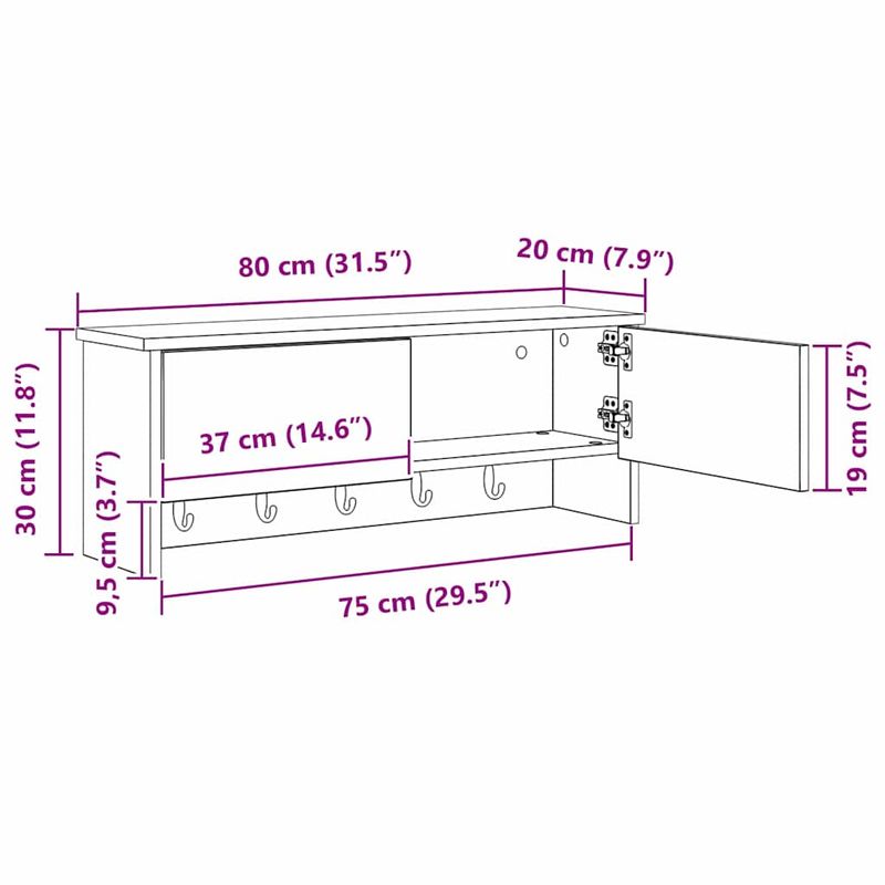 Casa si Gradina - Mobilier - Biblioteci si rafturi - Rafturi - Racator de paltoane montat pe perete Lemn vechi 80 x 20 x 30 cm - Infinity.ro