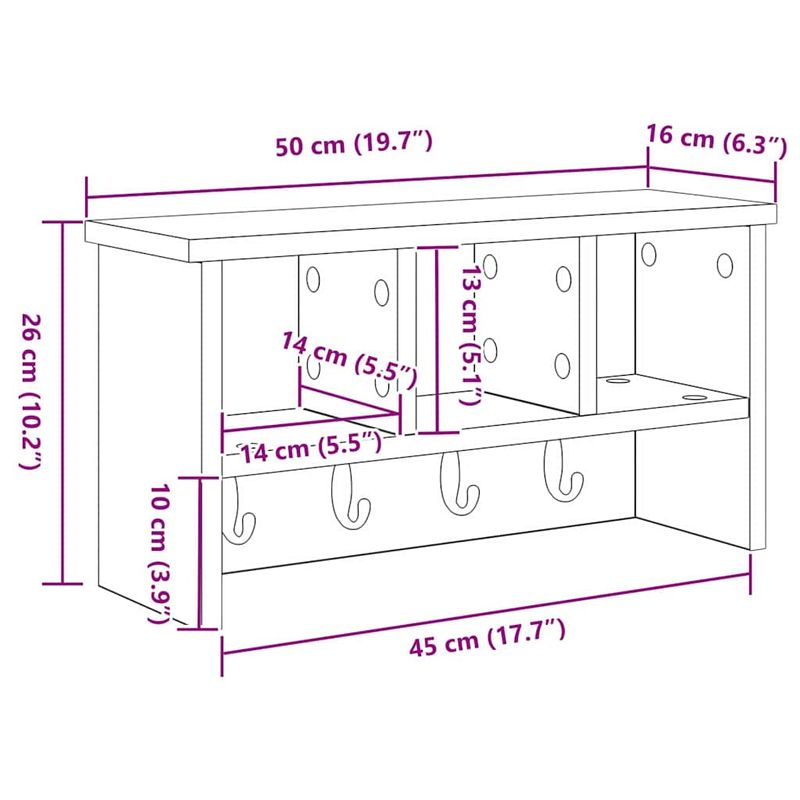 Casa si Gradina - Mobilier - Biblioteci si rafturi - Rafturi - Racator de paltoane montat pe perete sonoma gri 50 x 16 x 26 cm - Infinity.ro