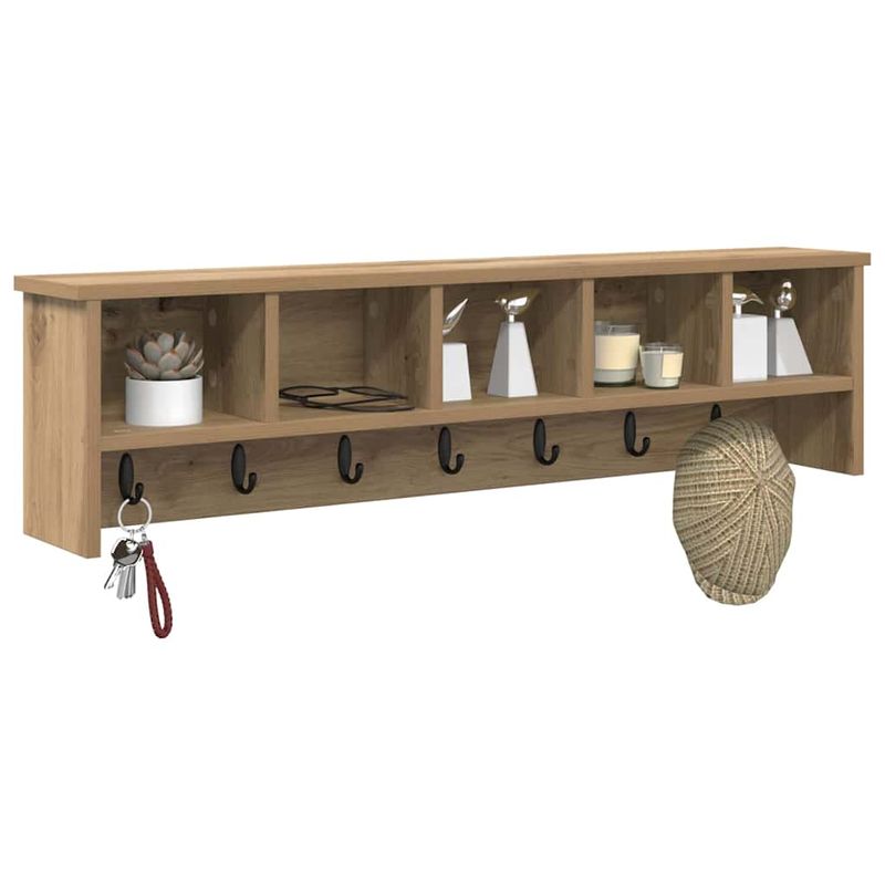 Casa si Gradina - Mobilier - Biblioteci si rafturi - Rafturi - Racator de paltoane montat pe perete cu raft Pe perete stejar artizanal - Infinity.ro