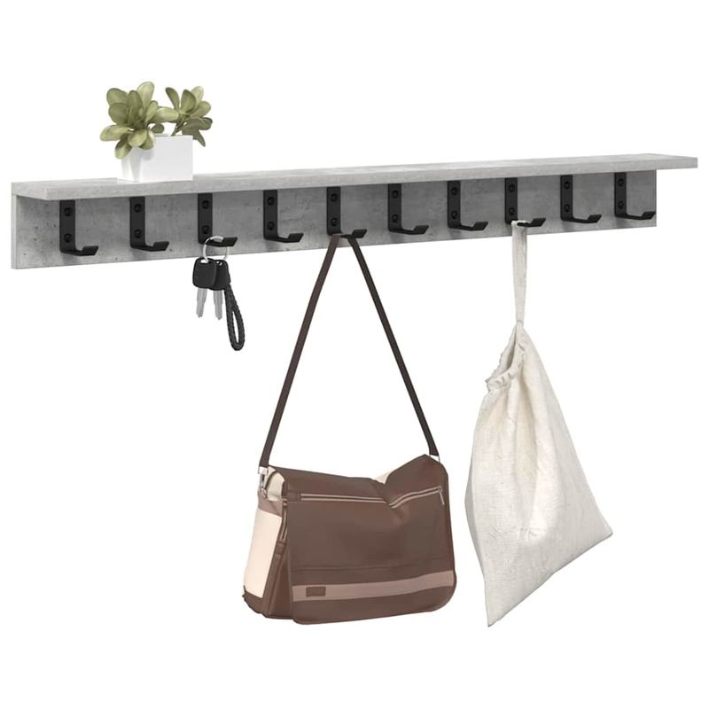 Casa si Gradina - Mobilier - Biblioteci si rafturi - Rafturi - Racator de paltoane montat pe perete cu raft Pe perete Gri beton - Infinity.ro