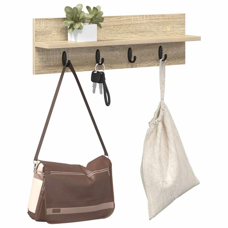 Casa si Gradina - Mobilier - Biblioteci si rafturi - Rafturi - Racator de paltoane montat pe perete cu raft Pe perete Stejar sonoma - Infinity.ro