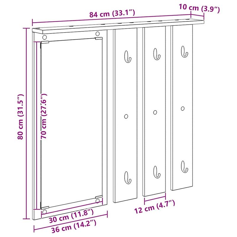 Casa si Gradina - Mobilier - Biblioteci si rafturi - Rafturi - Racator de paltoane montat pe perete Alb 84 x 10 x 80 cm - Infinity.ro