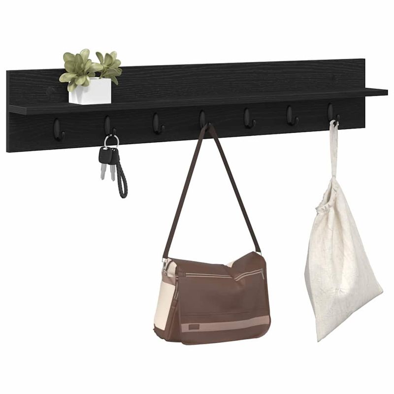 Casa si Gradina - Mobilier - Biblioteci si rafturi - Rafturi - Racator de paltoane montat pe perete cu raft Pe perete Stejar negru - Infinity.ro
