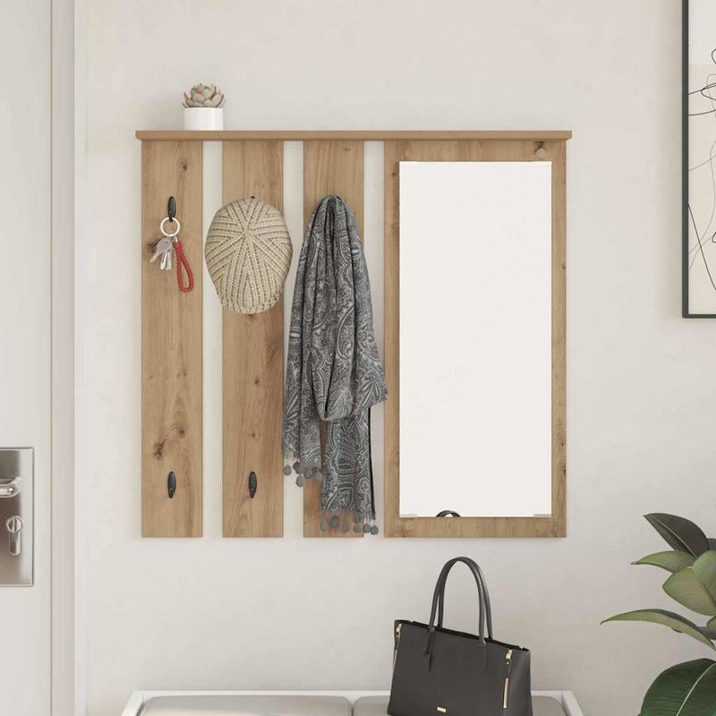 Casa si Gradina - Mobilier - Biblioteci si rafturi - Rafturi - Racator de paltoane montat pe perete cu raft Pe perete stejar artizanal - Infinity.ro