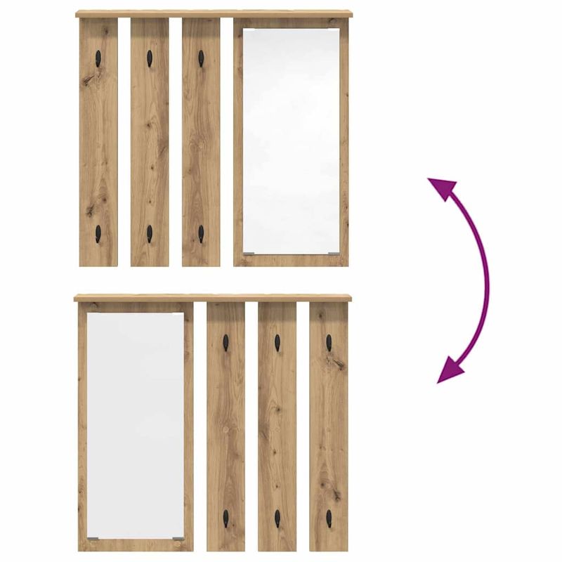 Casa si Gradina - Mobilier - Biblioteci si rafturi - Rafturi - Racator de paltoane montat pe perete cu raft Pe perete stejar artizanal - Infinity.ro