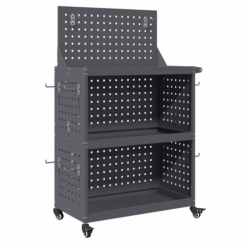 Casa si Gradina - Constructii - Depozitare, transport si protectie - Organizatoare si cutii scule - Carucior pentru unelte cu raft cu roata cu depozitare Manual Antracit 65 x 35 x 111 cm - Infinity.ro