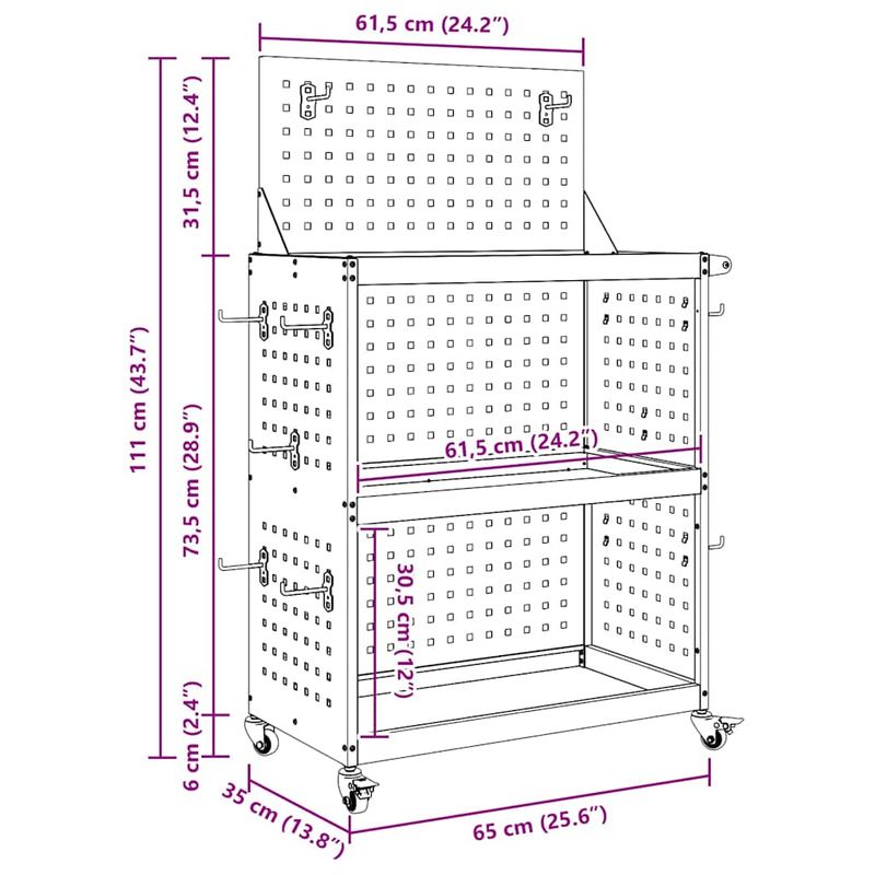 Casa si Gradina - Constructii - Depozitare, transport si protectie - Organizatoare si cutii scule - Carucior pentru unelte cu raft cu roata cu depozitare Manual Antracit 65 x 35 x 111 cm - Infinity.ro