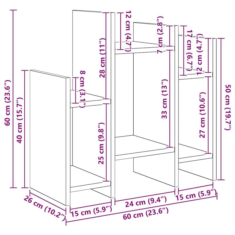Casa si Gradina - Mobilier - Comode si corpuri - Comode - Dulap lateral stejar artizanal 60 x 26 x 60 cm Lemn compozit - Infinity.ro