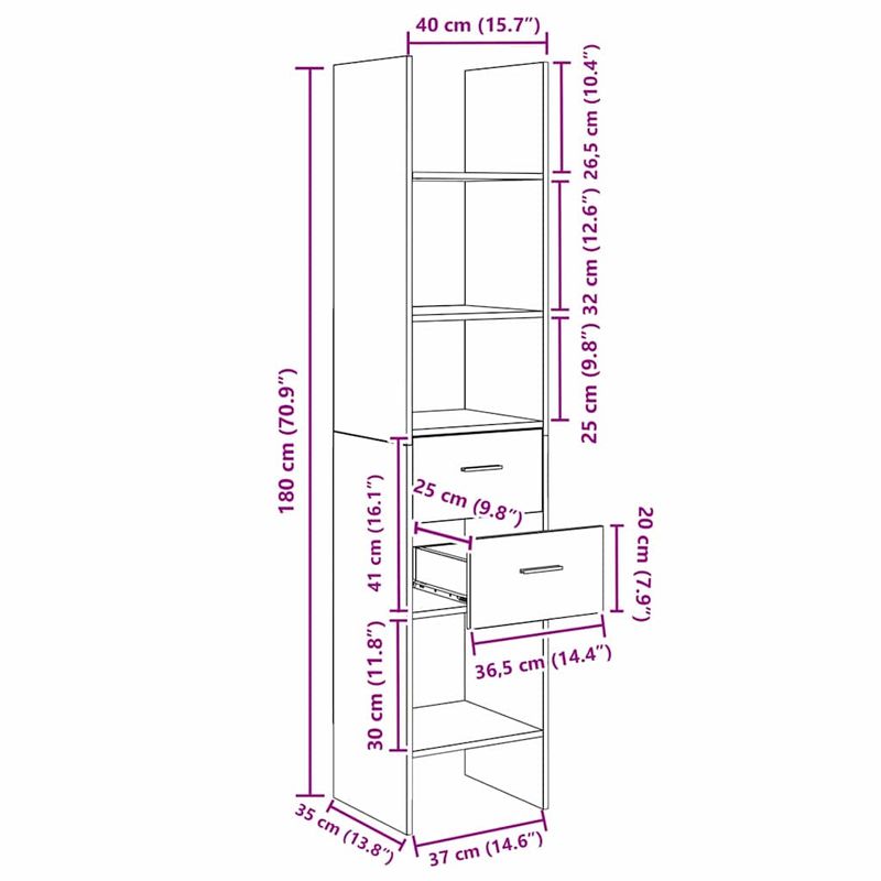 Casa si Gradina - Mobilier - Biblioteci si rafturi - Biblioteci - Dulap pentru carti Stejar negru 40 x 35 x 180 cm Lemn compozit - Infinity.ro