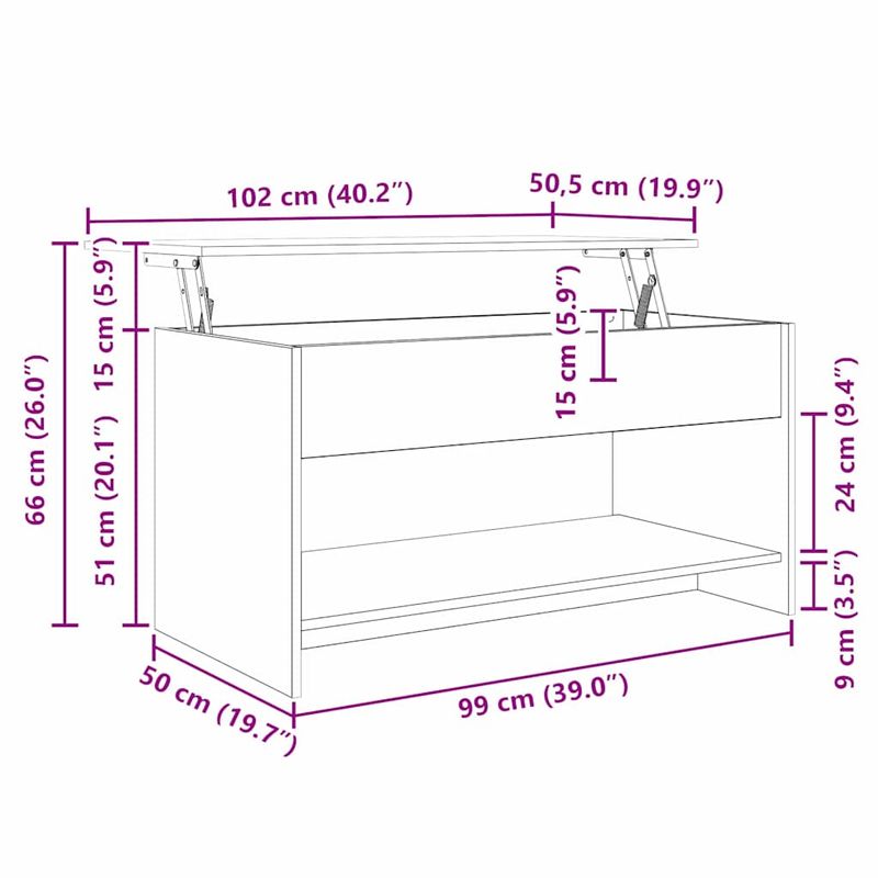 Casa si Gradina - Mobilier - Mese si birouri - Masute de cafea - Masa de cafea Stejar negru 102 x 50 x 52.5 cm Lemn compozit - Infinity.ro