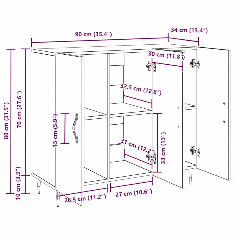 Casa si Gradina - Mobilier - Comode si corpuri - Comode - Bufet cu depozitare cu usa Negru 90 x 34 x 80 cm Lemn compozit - Infinity.ro