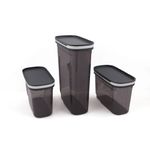 Casa si Gradina - Bucatarie si vesela - Organizare si depozitare bucatarie - Cutii alimentare - Set cutii depozitare, Hermia, plastic, antracit, 3 piese, 9.5x19.5x26 cm, 9.5x19.5x13 cm - Infinity.ro