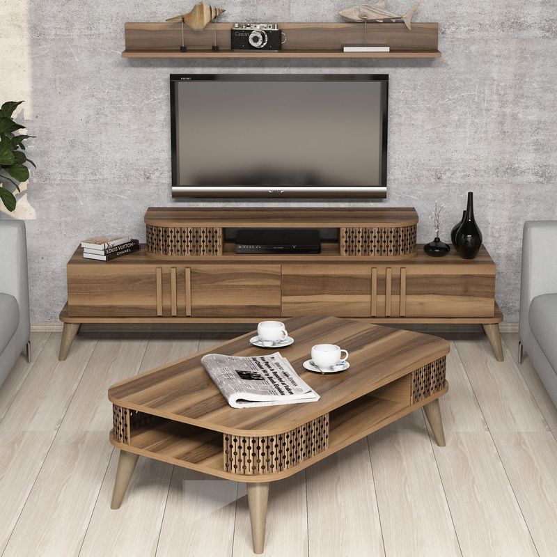 Casa si Gradina - Mobilier - Seturi de mobilier - Seturi living - Set mobilier living, Hanah Home, pal melaminat, nuc, 845HCT5219 - Infinity.ro
