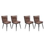 Casa si Gradina - Mobilier - Scaune si fotolii - Scaune - Set scaune, Hanah Home, metal, catifea, maro deschis si negru, 43x43x82 cm, 4 bucati - Infinity.ro