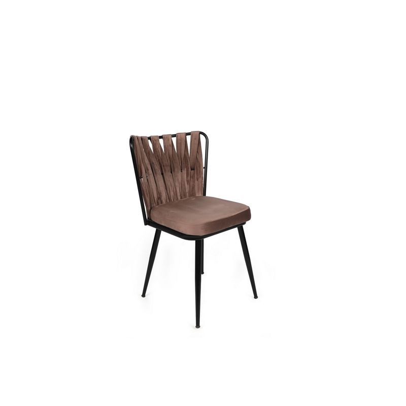 Casa si Gradina - Mobilier - Scaune si fotolii - Scaune - Set scaune, Hanah Home, metal, catifea, maro deschis si negru, 43x43x82 cm, 4 bucati - Infinity.ro
