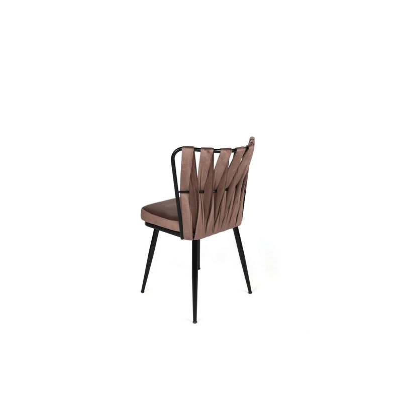 Casa si Gradina - Mobilier - Scaune si fotolii - Scaune - Set scaune, Hanah Home, metal, catifea, maro deschis si negru, 43x43x82 cm, 4 bucati - Infinity.ro