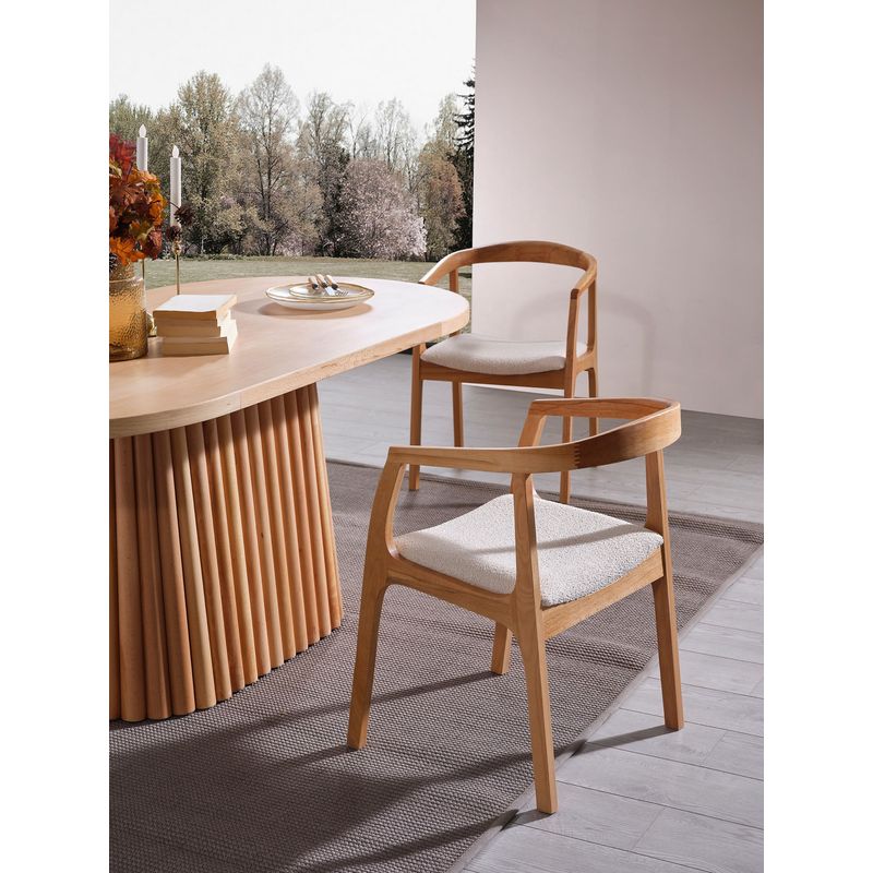Casa si Gradina - Mobilier - Seturi de mobilier - Seturi mese si scaune - Set masa si scaune, Hanah Home, mdf, lemn de fag, natural, masa 170x90x75 cm, 4 scaune - Infinity.ro