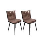 Casa si Gradina - Mobilier - Scaune si fotolii - Scaune - Set scaune, Hanah Home, metal, catifea, maro deschis si negru, 43x43x82 cm, 4 bucati - Infinity.ro