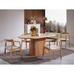 Casa si Gradina - Mobilier - Seturi de mobilier - Seturi mese si scaune - Set masa si scaune, Hanah Home, mdf, lemn de fag, natural, masa 170x90x75 cm, 4 scaune - Infinity.ro