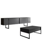 Casa si Gradina - Mobilier - Seturi de mobilier - Seturi living - Set mobilier living, Hanah Home, pal melaminat, antracit si negru, comoda tv 180x30x47 cm, masuta cafea 90x39x40 cm - Infinity.ro