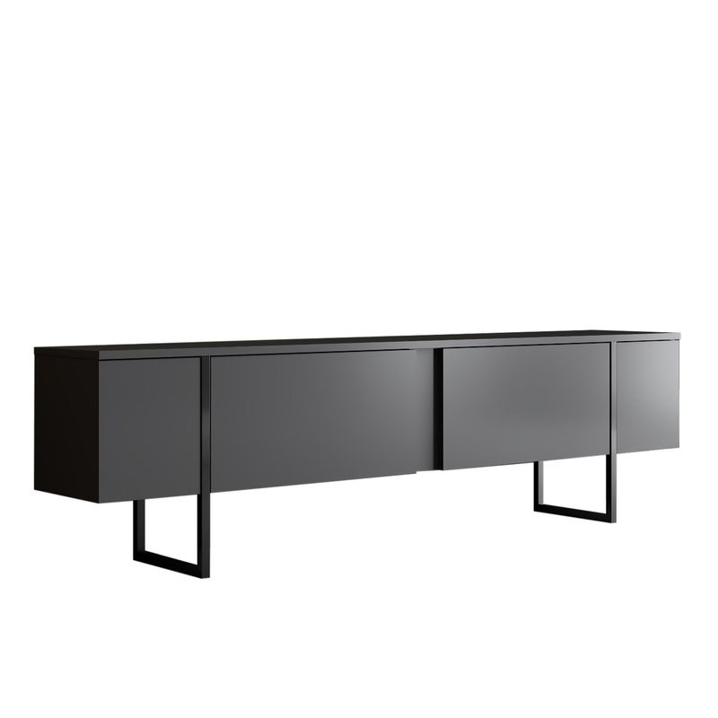 Casa si Gradina - Mobilier - Seturi de mobilier - Seturi living - Set mobilier living, Hanah Home, pal melaminat, antracit si negru, comoda tv 180x30x47 cm, masuta cafea 90x39x40 cm - Infinity.ro