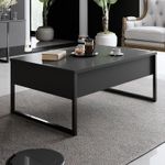 Casa si Gradina - Mobilier - Seturi de mobilier - Seturi living - Set mobilier living, Hanah Home, pal melaminat, antracit si negru, comoda tv 180x30x47 cm, masuta cafea 90x39x40 cm - Infinity.ro