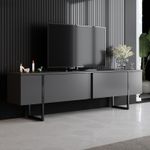 Casa si Gradina - Mobilier - Seturi de mobilier - Seturi living - Set mobilier living, Hanah Home, pal melaminat, antracit si negru, comoda tv 180x30x47 cm, masuta cafea 90x39x40 cm - Infinity.ro
