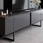 Casa si Gradina - Mobilier - Seturi de mobilier - Seturi living - Set mobilier living, Hanah Home, pal melaminat, antracit si negru, comoda tv 180x30x47 cm, masuta cafea 90x39x40 cm - Infinity.ro