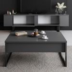 Casa si Gradina - Mobilier - Seturi de mobilier - Seturi living - Set mobilier living, Hanah Home, pal melaminat, antracit si negru, comoda tv 180x30x47 cm, masuta cafea 90x39x40 cm - Infinity.ro