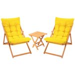 Casa si Gradina - Gradina si terasa - Mobilier exterior - Seturi mobila gradina - Set masa si scaune gradina, Hanah Home, lemn fag, galben si natur, masa 40x40x40 cm, scaun 59x44x90 cm - Infinity.ro