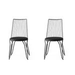 Casa si Gradina - Mobilier - Scaune si fotolii - Scaune - Set scaune, Hanah Home, metal, piele ecologica, negru, 44x44x84 cm - Infinity.ro