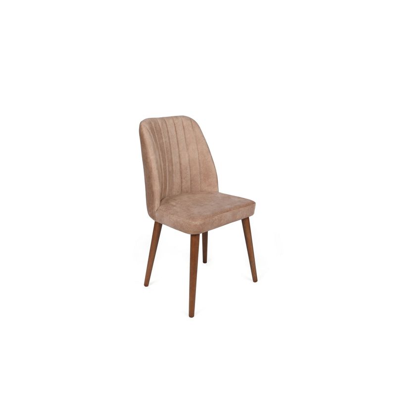 Casa si Gradina - Mobilier - Scaune si fotolii - Scaune - Set scaune, Hanah Home, catifea, bej si nuc, 50x49x90 cm - Infinity.ro