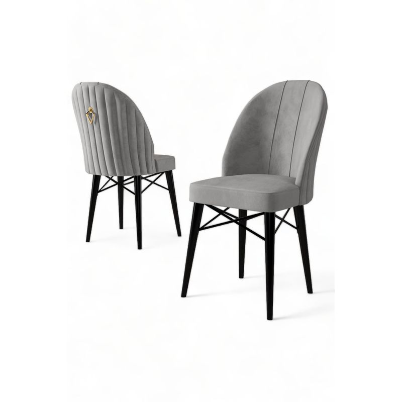 Casa si Gradina - Mobilier - Scaune si fotolii - Scaune - Set scaune, Hanah Home, metal, gri, negru, 44x42x96 cm, 6 piese - Infinity.ro