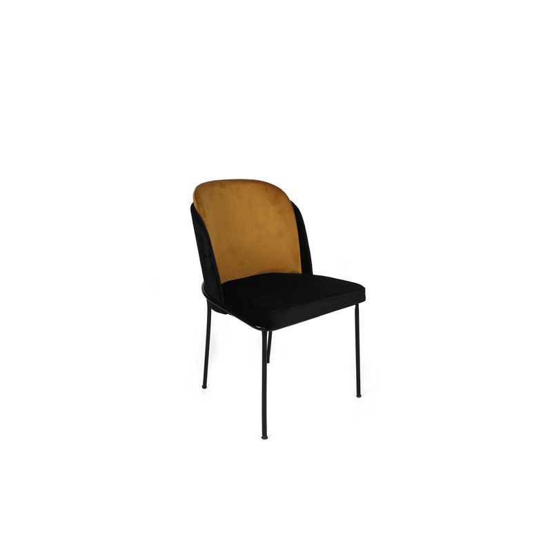 Casa si Gradina - Mobilier - Scaune si fotolii - Scaune - Set scaune, Hanah Home, catifea, mustar si negru, metal, 54x55x86 cm, 2 bucati - Infinity.ro