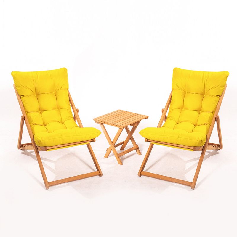 Casa si Gradina - Gradina si terasa - Mobilier exterior - Seturi mobila gradina - Set masa si scaune gradina, Hanah Home, lemn fag, galben si natur, masa 40x40x40 cm, scaun 59x44x90 cm - Infinity.ro