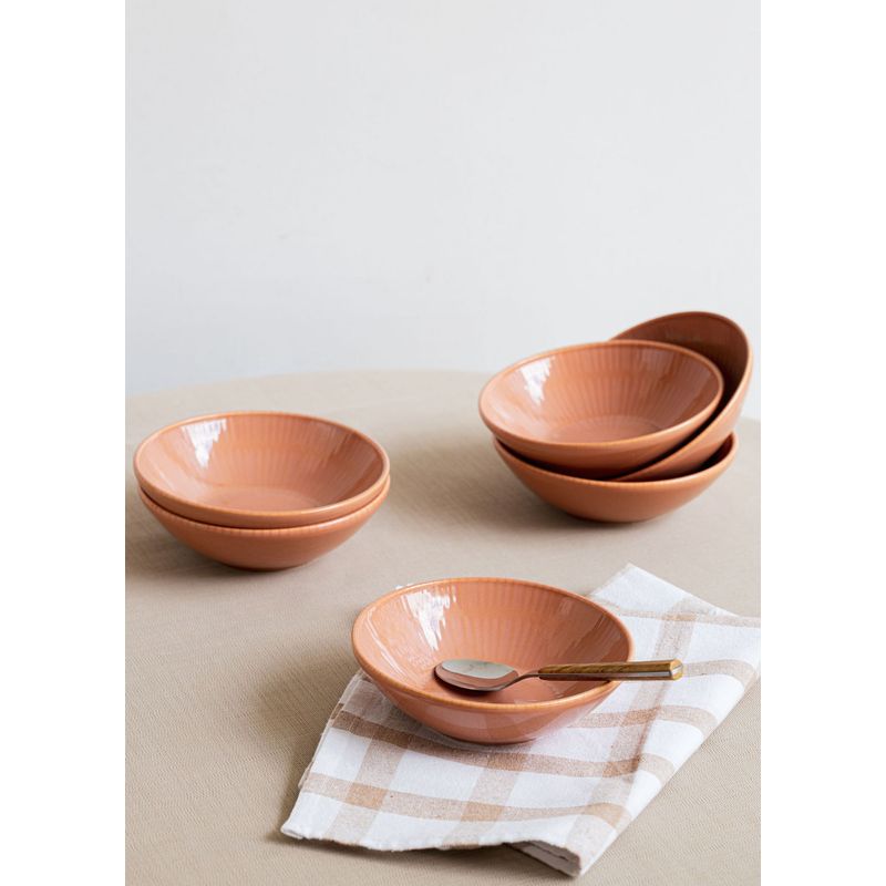 Casa si Gradina - Bucatarie si vesela - Vesela si tacamuri - Farfurii si boluri - Set boluri, Hermia, ceramica, somon, 15x15x5 cm, 6 piese - Infinity.ro