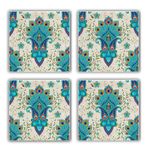 Casa si Gradina - Decoratiuni - Obiecte decorative - Accesorii decorative - Set suporturi pentru pahare, Hermia, piatra naturala, multicolor, 10x10x1 cm, 4 bucati, 366TYR1113 - Infinity.ro