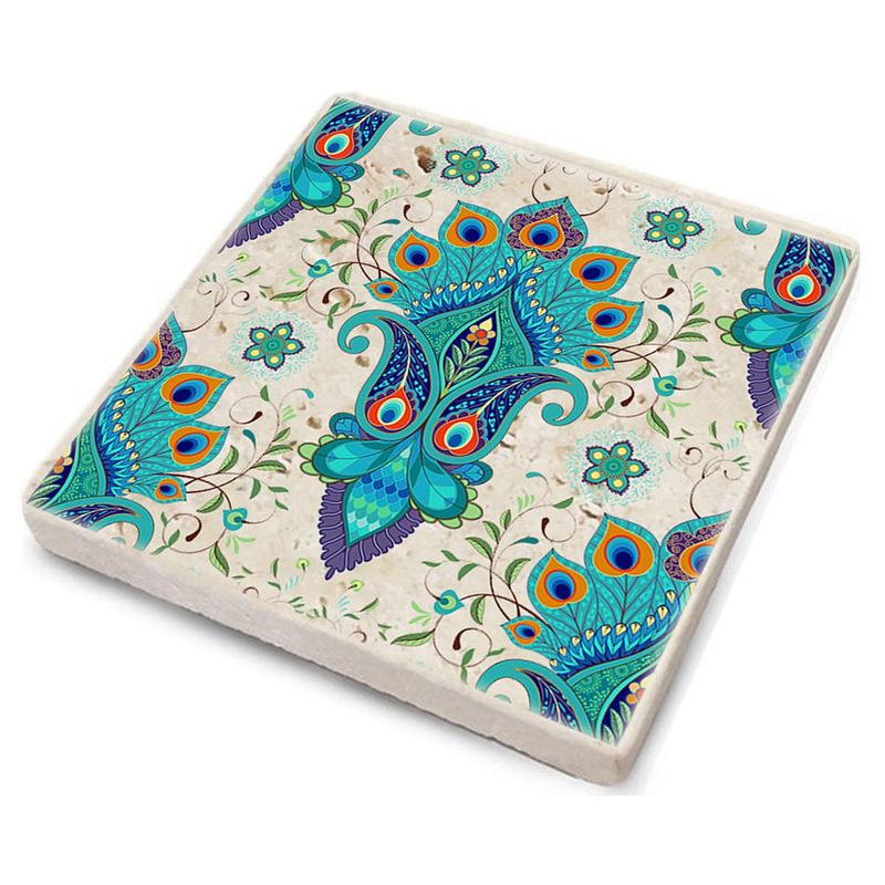 Casa si Gradina - Decoratiuni - Obiecte decorative - Accesorii decorative - Set suporturi pentru pahare, Hermia, piatra naturala, multicolor, 10x10x1 cm, 4 bucati, 366TYR1113 - Infinity.ro