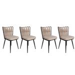 Casa si Gradina - Mobilier - Scaune si fotolii - Scaune - Set scaune, Hanah Home, metal, catifea, crem si negru, 43x43x82 cm, 4 bucati - Infinity.ro