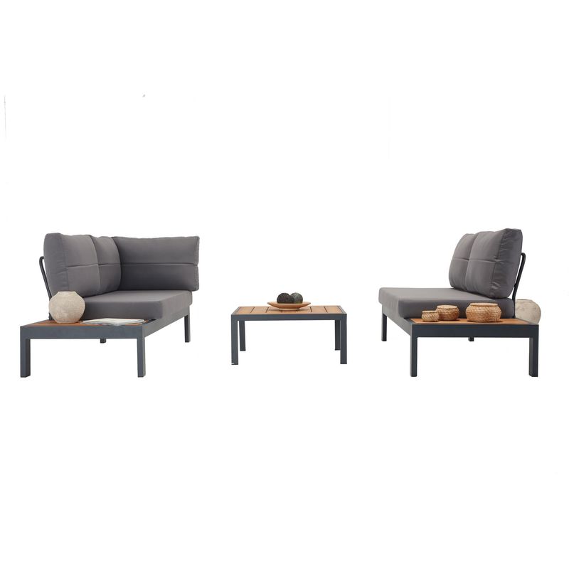 Casa si Gradina - Gradina si terasa - Mobilier exterior - Seturi mobila gradina - Set lounge de gradina, Hanah Home, aluminiu, material textil, multicolor, coltar 258x85x184 cm, masa 72x32x72 cm - Infinity.ro