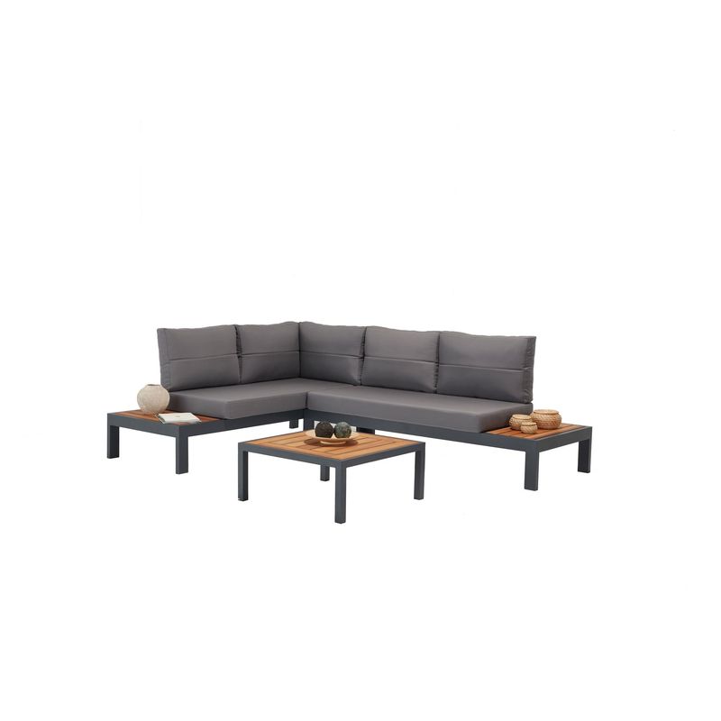 Casa si Gradina - Gradina si terasa - Mobilier exterior - Seturi mobila gradina - Set lounge de gradina, Hanah Home, aluminiu, material textil, multicolor, coltar 258x85x184 cm, masa 72x32x72 cm - Infinity.ro