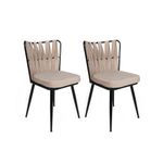Casa si Gradina - Mobilier - Scaune si fotolii - Scaune - Set scaune, Hanah Home, metal, catifea, crem si negru, 43x43x82 cm, 4 bucati - Infinity.ro