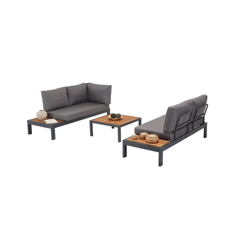 Casa si Gradina - Gradina si terasa - Mobilier exterior - Seturi mobila gradina - Set lounge de gradina, Hanah Home, aluminiu, material textil, multicolor, coltar 258x85x184 cm, masa 72x32x72 cm - Infinity.ro