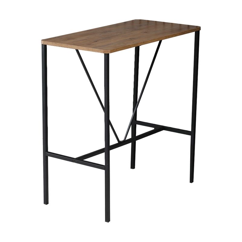 Casa si Gradina - Mobilier - Seturi de mobilier - Seturi mese si scaune - Set masa bar si taburete, Hanah Home, pal melaminat si metal, fumuriu, nuc, negru, masa 90x45x92 cm, taburete 35x35x80 cm (5 piese) - Infinity.ro