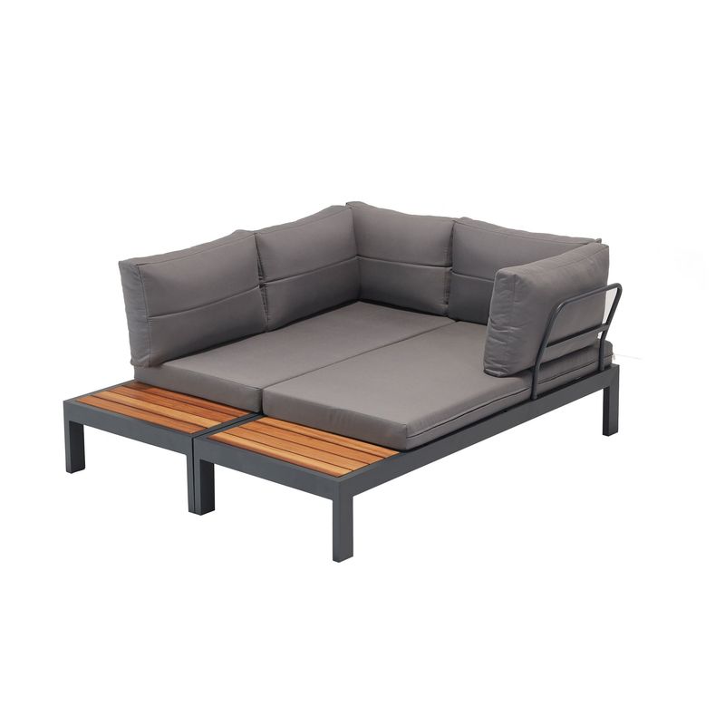 Casa si Gradina - Gradina si terasa - Mobilier exterior - Seturi mobila gradina - Set lounge de gradina, Hanah Home, aluminiu, material textil, multicolor, coltar 258x85x184 cm, masa 72x32x72 cm - Infinity.ro
