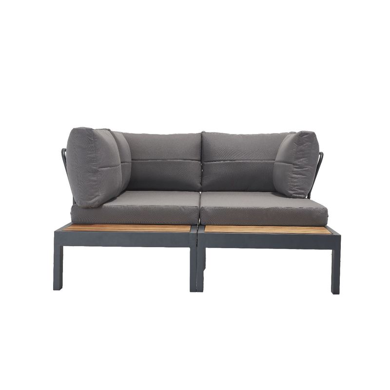 Casa si Gradina - Gradina si terasa - Mobilier exterior - Seturi mobila gradina - Set lounge de gradina, Hanah Home, aluminiu, material textil, multicolor, coltar 258x85x184 cm, masa 72x32x72 cm - Infinity.ro