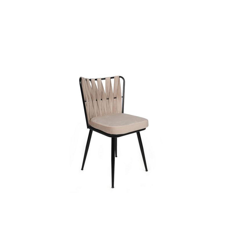 Casa si Gradina - Mobilier - Scaune si fotolii - Scaune - Set scaune, Hanah Home, metal, catifea, crem si negru, 43x43x82 cm, 4 bucati - Infinity.ro