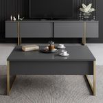 Casa si Gradina - Mobilier - Seturi de mobilier - Seturi living - Set mobilier living, Hanah Home, pal melaminat, antracit si auriu - Infinity.ro